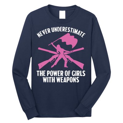 Funny Color Guard Art For Women Girl Rifle Flag Colorguard Long Sleeve Shirt