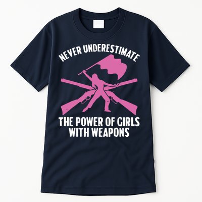 Funny Color Guard Art For Women Girl Rifle Flag Colorguard Tall T-Shirt