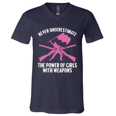 Funny Color Guard Art For Women Girl Rifle Flag Colorguard V-Neck T-Shirt