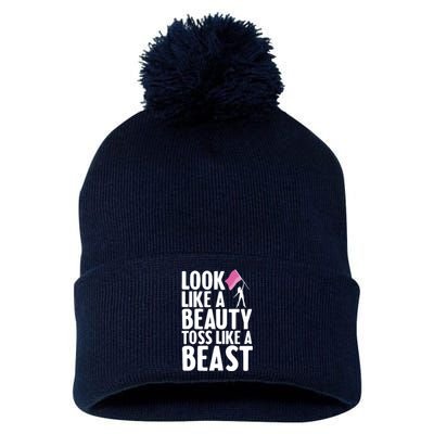 Funny Color Guard Design For Girl Women Winter Guard Lover Pom Pom 12in Knit Beanie