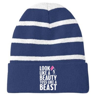 Funny Color Guard Design For Girl Women Winter Guard Lover Striped Beanie with Solid Band