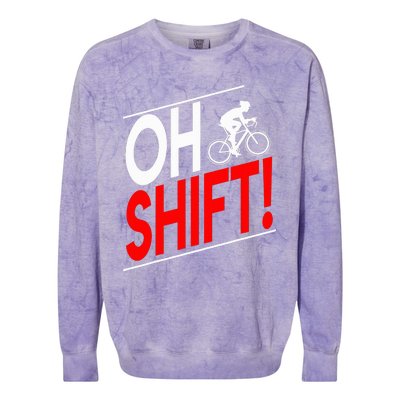 Funny Cycling Gift Oh Shift Road Cyclist Best Bicycle Colorblast Crewneck Sweatshirt