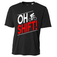 Funny Cycling Gift Oh Shift Road Cyclist Best Bicycle Cooling Performance Crew T-Shirt