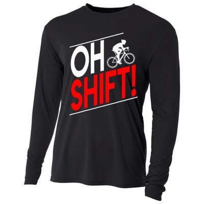 Funny Cycling Gift Oh Shift Road Cyclist Best Bicycle Cooling Performance Long Sleeve Crew