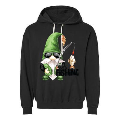 Fun Christmas Gone Fishing Gnome Fisherman Friends Garment-Dyed Fleece Hoodie