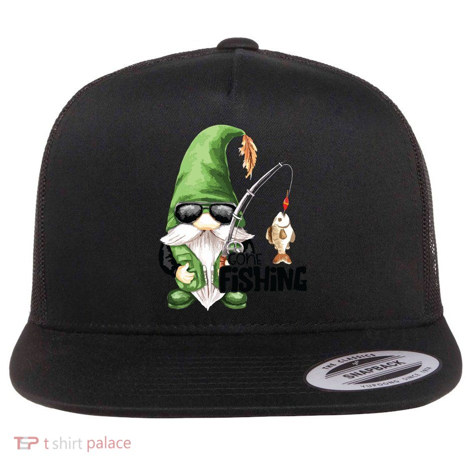 Fun Christmas Gone Fishing Gnome Fisherman Friends Flatbill Hat