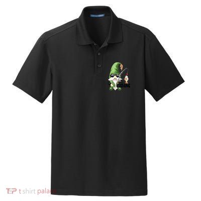 Fun Christmas Gone Fishing Gnome Fisherman Friends Dry Zone Grid Polo