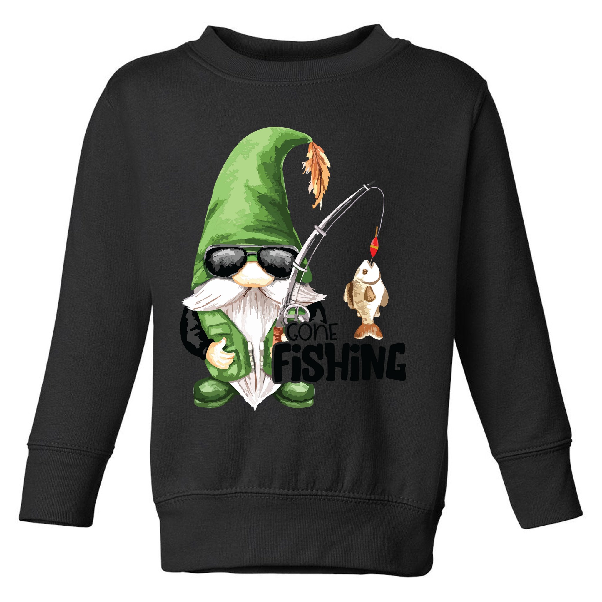 Fun Christmas Gone Fishing Gnome Fisherman Friends Toddler Sweatshirt