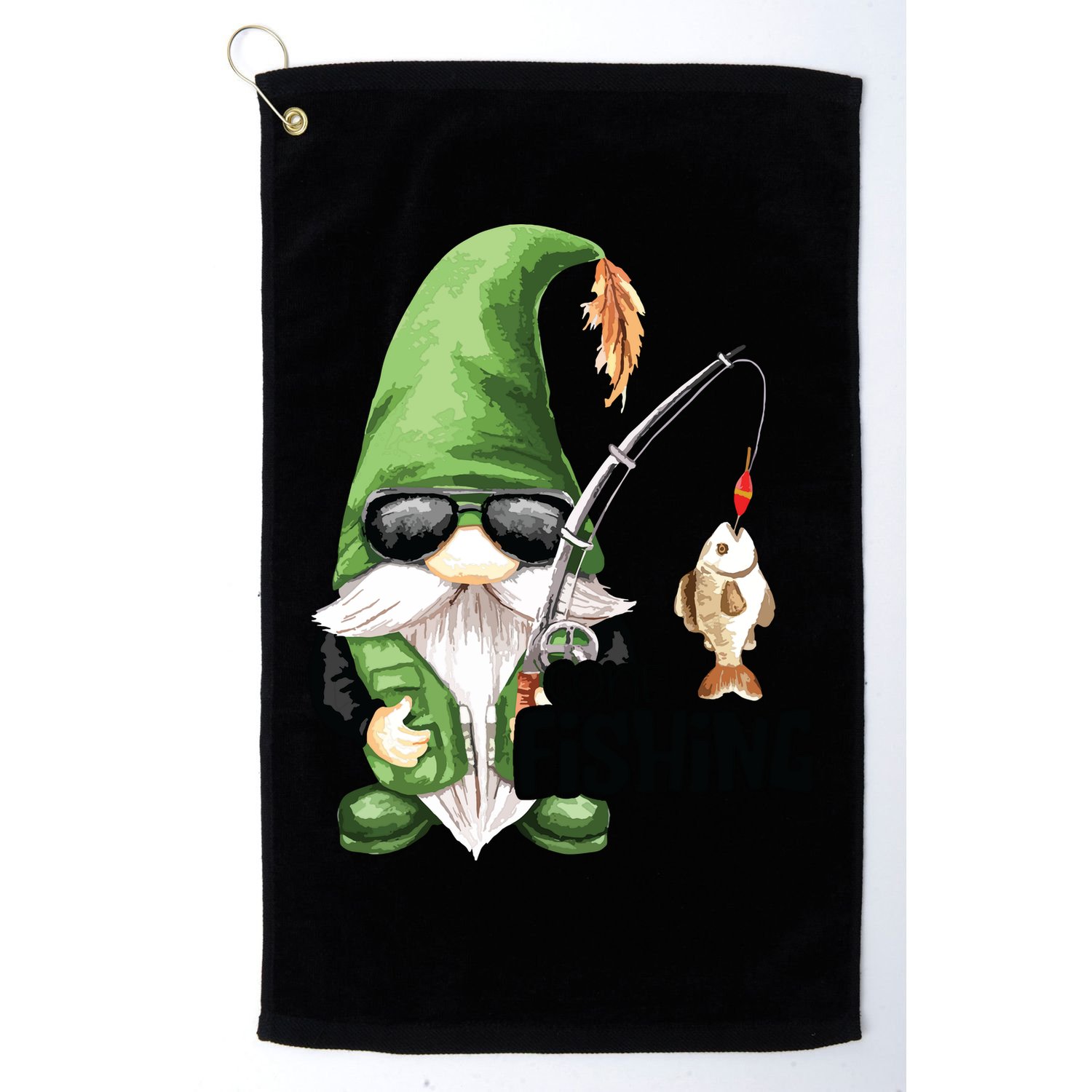 Fun Christmas Gone Fishing Gnome Fisherman Friends Golf Towel