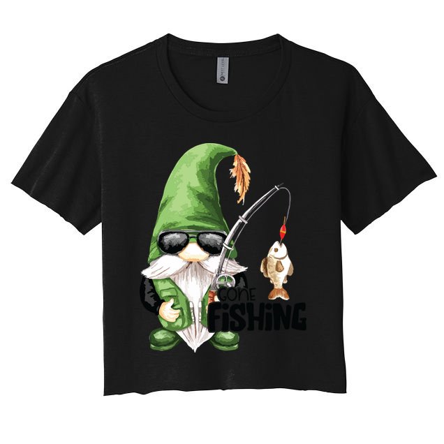 Fun Christmas Gone Fishing Gnome Fisherman Friends Crop Top