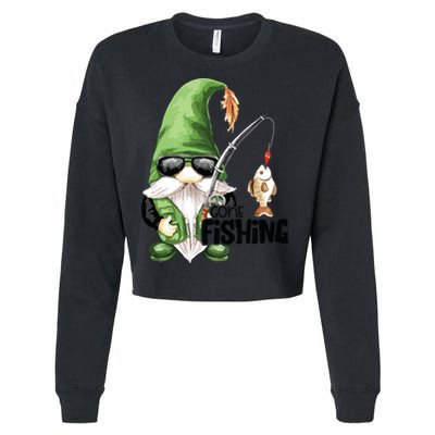 Fun Christmas Gone Fishing Gnome Fisherman Friends Cropped Pullover Crew