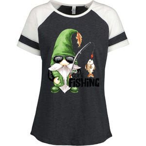 Fun Christmas Gone Fishing Gnome Fisherman Friends Enza Ladies Jersey Colorblock Tee