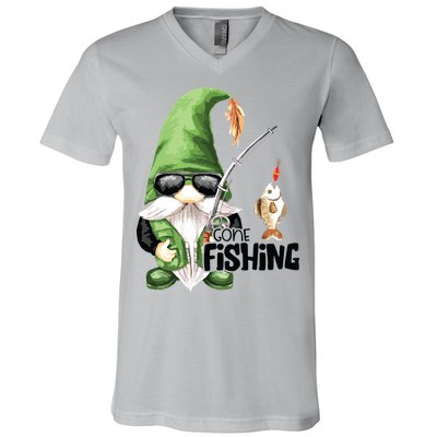 Fun Christmas Gone Fishing Gnome Fisherman Friends V-Neck T-Shirt