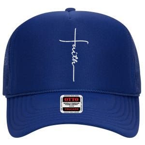 Faith Cross God Jesus Christ Grace Religious Christian Gift High Crown Mesh Back Trucker Hat