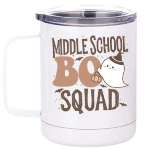 Funny Cute Halloween Middle School Boo Squad Costume Teacher Cool Gift 12 oz Stainless Steel Tumbler Cup