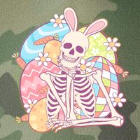 Funny Cute Happy Easter Spooky Skeleton with Bunny Ears Legacy Tie Dye Trucker Hat