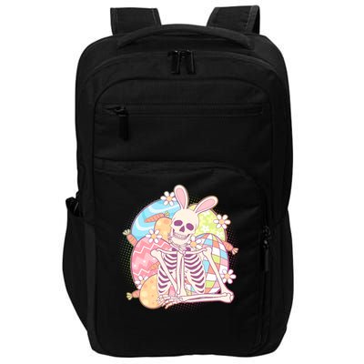Funny Cute Happy Easter Spooky Skeleton with Bunny Ears Impact Tech Backpack