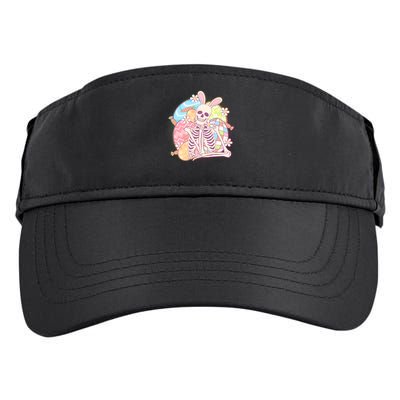 Funny Cute Happy Easter Spooky Skeleton with Bunny Ears Adult Drive Performance Visor
