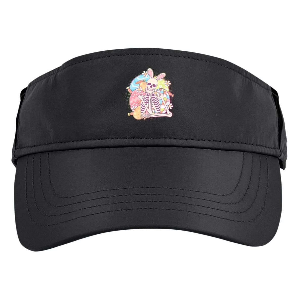 Funny Cute Happy Easter Spooky Skeleton with Bunny Ears Adult Drive Performance Visor