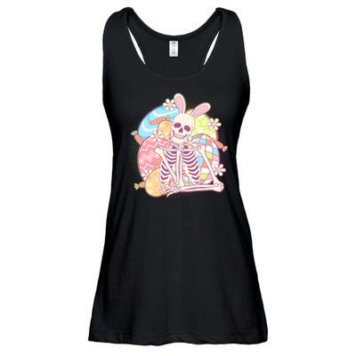 Funny Cute Happy Easter Spooky Skeleton with Bunny Ears Ladies Essential Flowy Tank