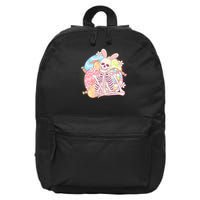 Funny Cute Happy Easter Spooky Skeleton with Bunny Ears 16 in Basic Backpack