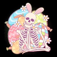 Funny Cute Happy Easter Spooky Skeleton with Bunny Ears 16 in Basic Backpack