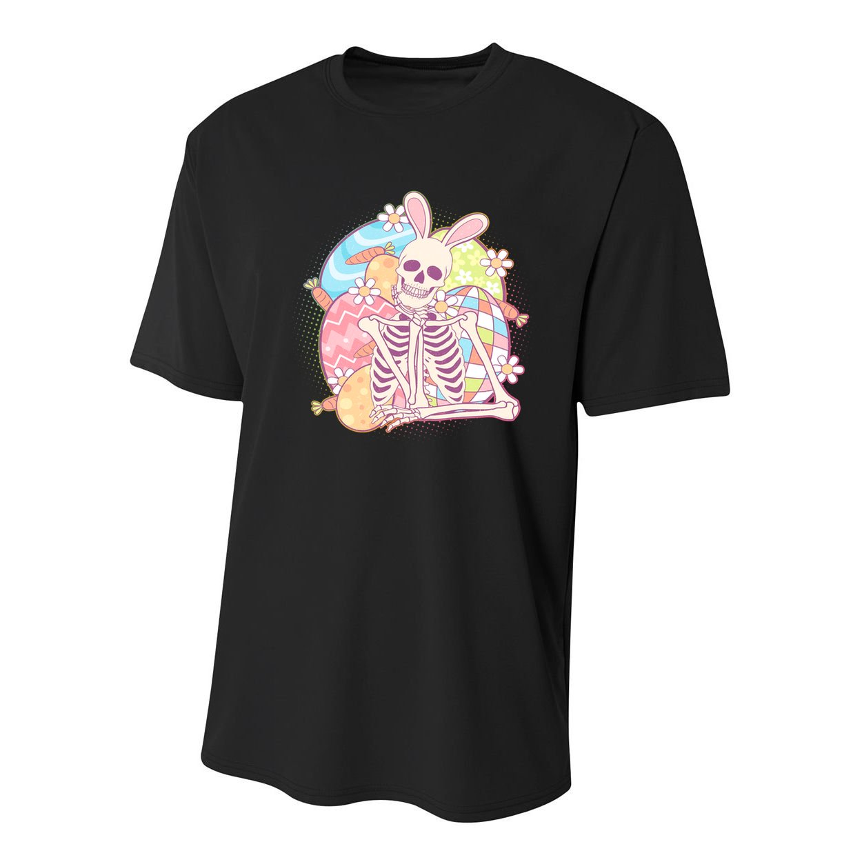 Funny Cute Happy Easter Spooky Skeleton with Bunny Ears Youth Performance Sprint T-Shirt