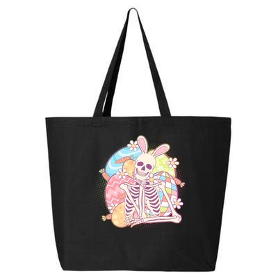 Funny Cute Happy Easter Spooky Skeleton with Bunny Ears 25L Jumbo Tote