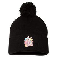 Funny Cute Happy Easter Spooky Skeleton with Bunny Ears Pom Pom 12in Knit Beanie