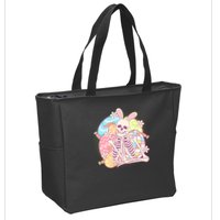 Funny Cute Happy Easter Spooky Skeleton with Bunny Ears Zip Tote Bag