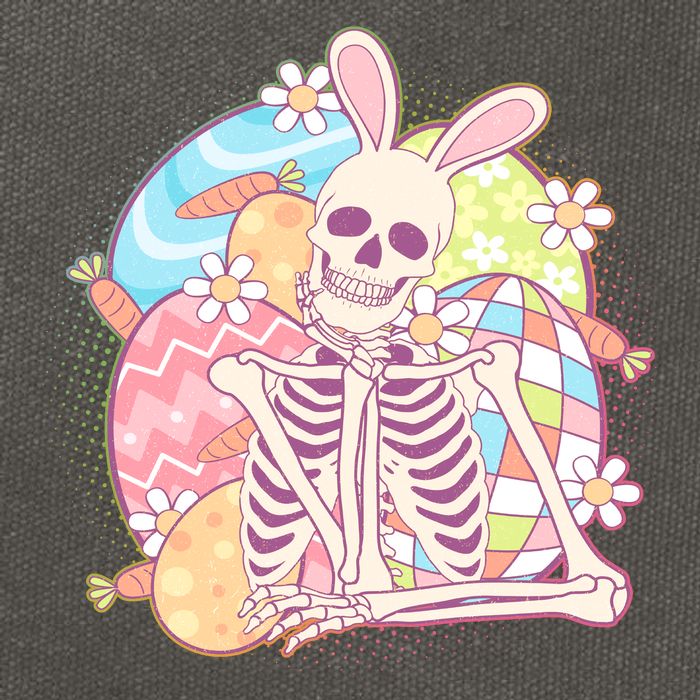Funny Cute Happy Easter Spooky Skeleton with Bunny Ears Cotton Canvas Backpack