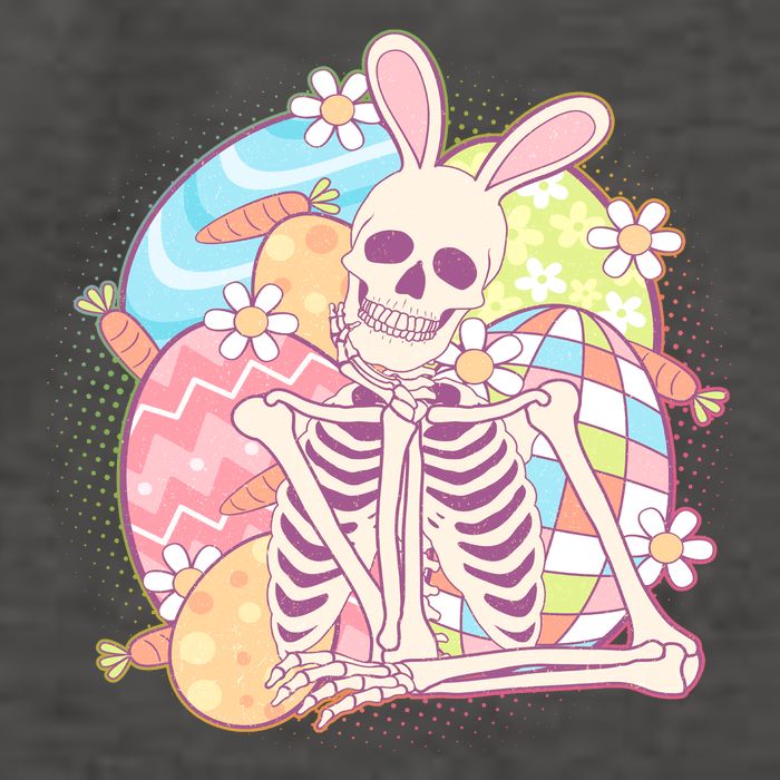 Funny Cute Happy Easter Spooky Skeleton with Bunny Ears Vector Backpack
