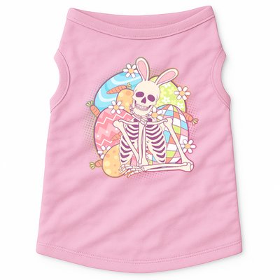 Funny Cute Happy Easter Spooky Skeleton with Bunny Ears Doggie Tank