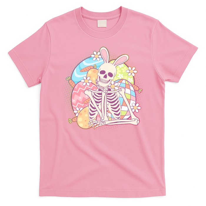 Funny Cute Happy Easter Spooky Skeleton with Bunny Ears T-Shirt