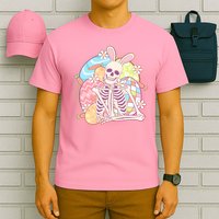 Funny Cute Happy Easter Spooky Skeleton with Bunny Ears T-Shirt