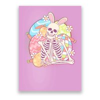 Funny Cute Happy Easter Spooky Skeleton with Bunny Ears Poster