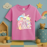 Funny Cute Happy Easter Spooky Skeleton with Bunny Ears Toddler T-Shirt