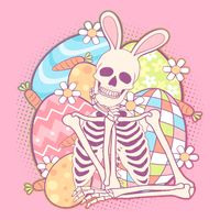 Funny Cute Happy Easter Spooky Skeleton with Bunny Ears Toddler T-Shirt