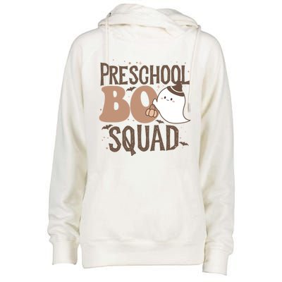 Funny Cute Halloween Preschool Boo Squad Costume Teacher Gift Womens Funnel Neck Pullover Hood