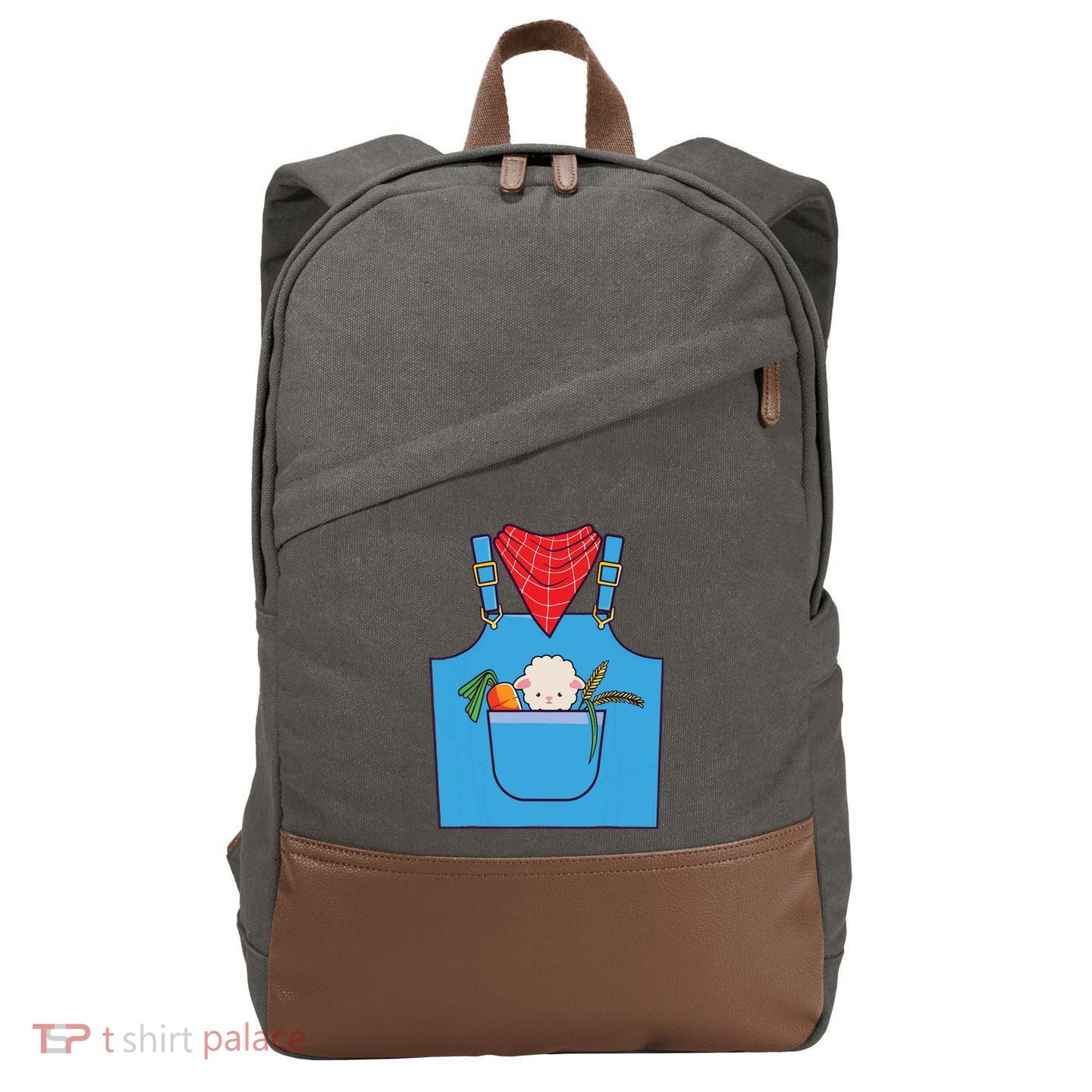Farmer Costume Halloween Simple Cute Farm Cotton Canvas Backpack