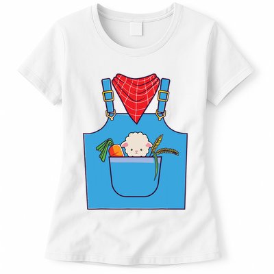 Farmer Costume Halloween Simple Cute Farm Womens T-Shirt