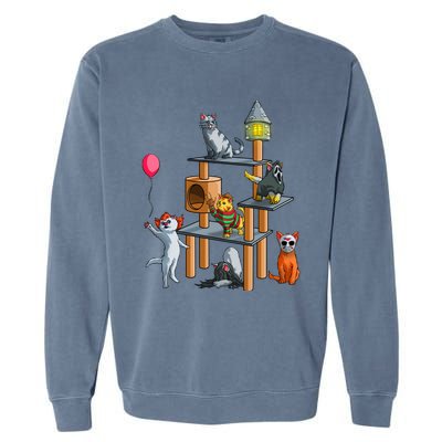 Funny Cat Horror Movies Cute Halloween for Cat Kitty Lovers Garment-Dyed Sweatshirt