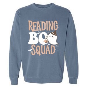 Funny Cute Halloween Reading Boo Squad Costume Teacher Great Gift Garment-Dyed Sweatshirt