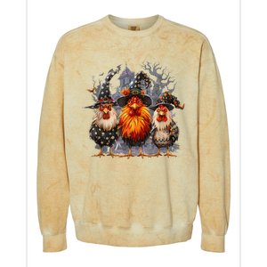 Funny Chicken Halloween Costume Spooky Season Chickens Witch Colorblast Crewneck Sweatshirt