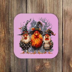 Funny Chicken Halloween Costume Spooky Season Chickens Witch Coaster