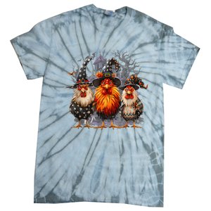 Funny Chicken Halloween Costume Spooky Season Chickens Witch Tie-Dye T-Shirt