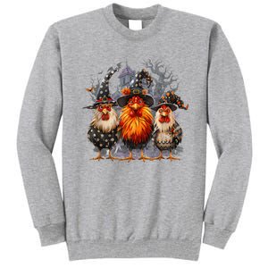 Funny Chicken Halloween Costume Spooky Season Chickens Witch Tall Sweatshirt