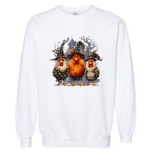 Funny Chicken Halloween Costume Spooky Season Chickens Witch Garment-Dyed Sweatshirt