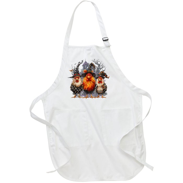 Funny Chicken Halloween Costume Spooky Season Chickens Witch Full-Length Apron With Pockets