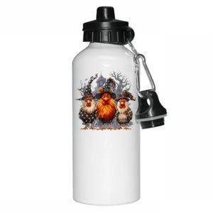 Funny Chicken Halloween Costume Spooky Season Chickens Witch Aluminum Water Bottle